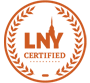 The logo for lny certified is a circle with a laurel wreath around it.