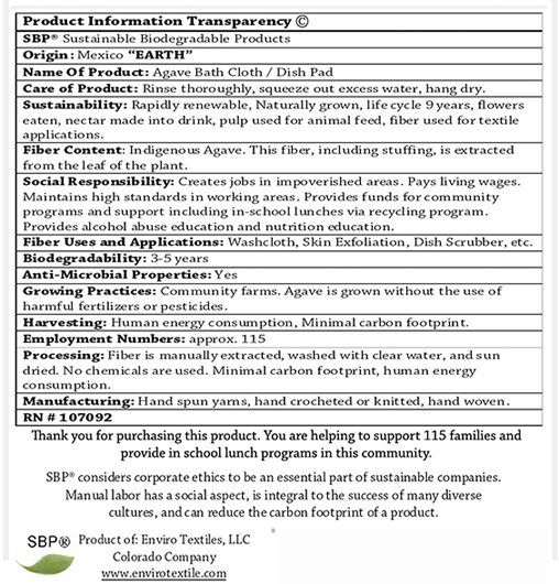 A product information sheet for a product called earth