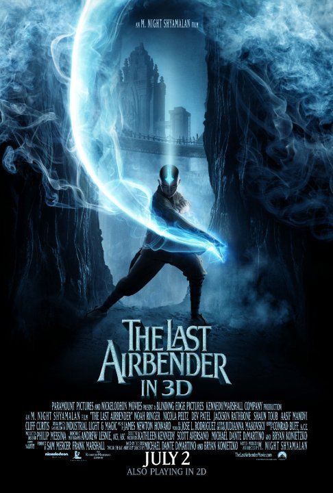 A movie poster for the last airbender in 3d
