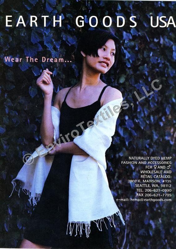 An advertisement for earth goods usa shows a woman in a black dress