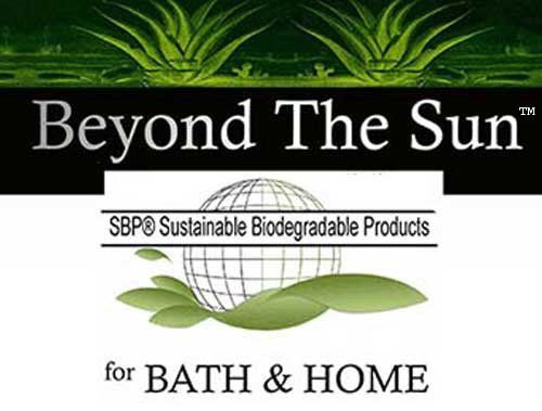 A logo for beyond the sun for bath and home