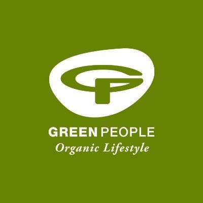Green people organic lifestyle logo on a green background