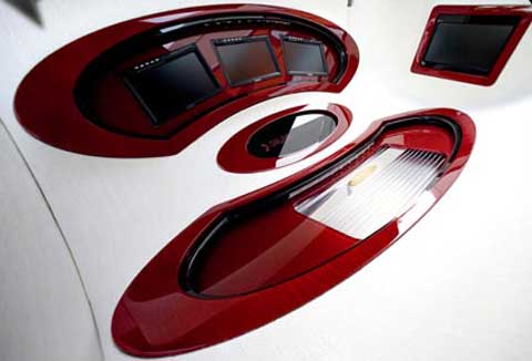 A red and white item with a s on it