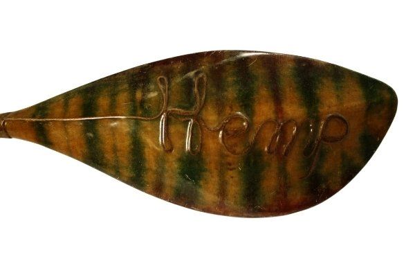 A spoon with the word hemp written on it