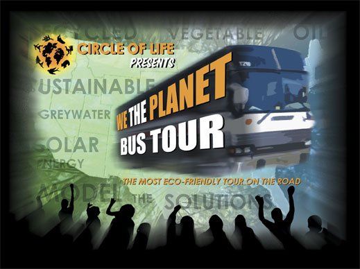 An advertisement for the planet bus tour