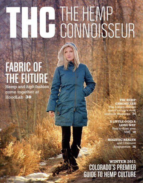 A woman is on the cover of the hemp connoisseur magazine