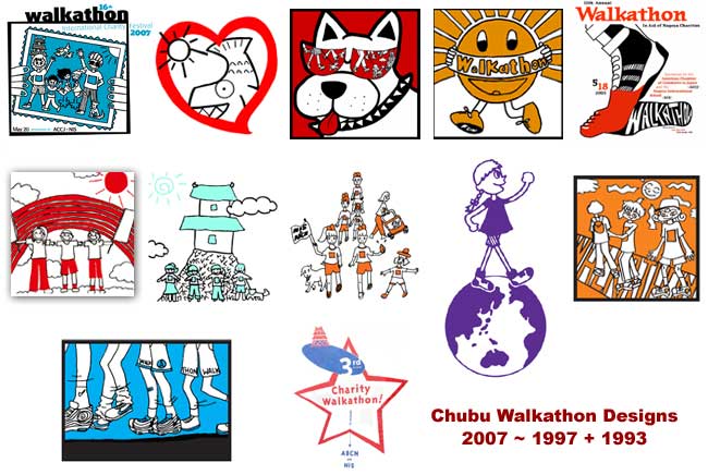 Chubu Walkathon T-Shirt Logos 1993 - 2007