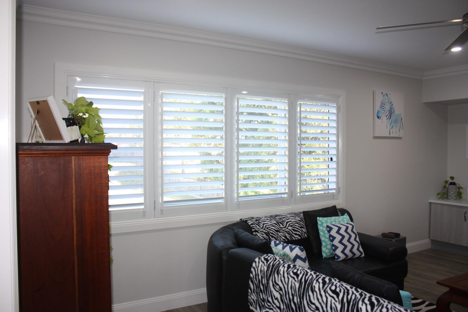 white internal aluminium shutters