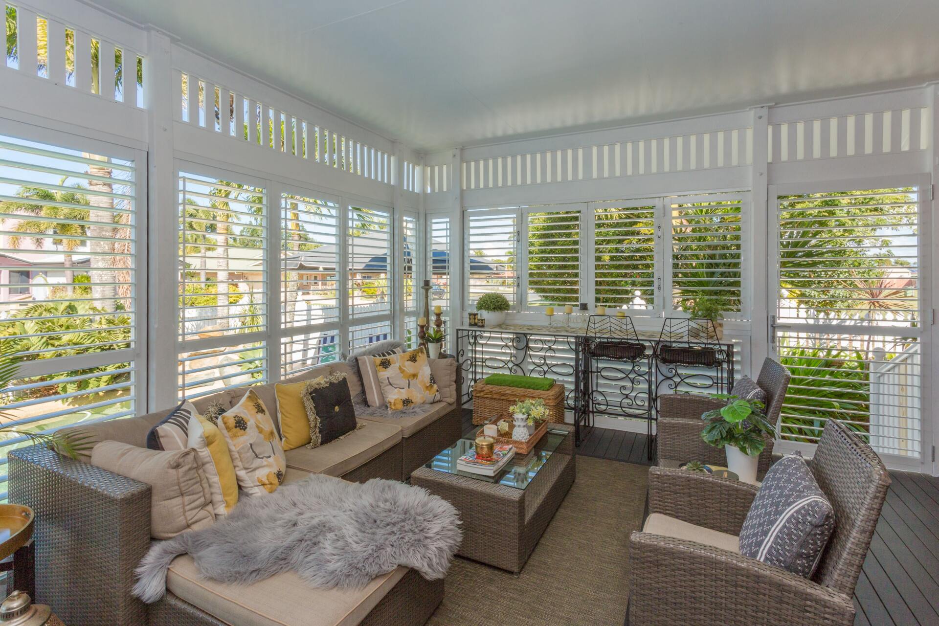 external aluminium shutters on enclosed patio 1