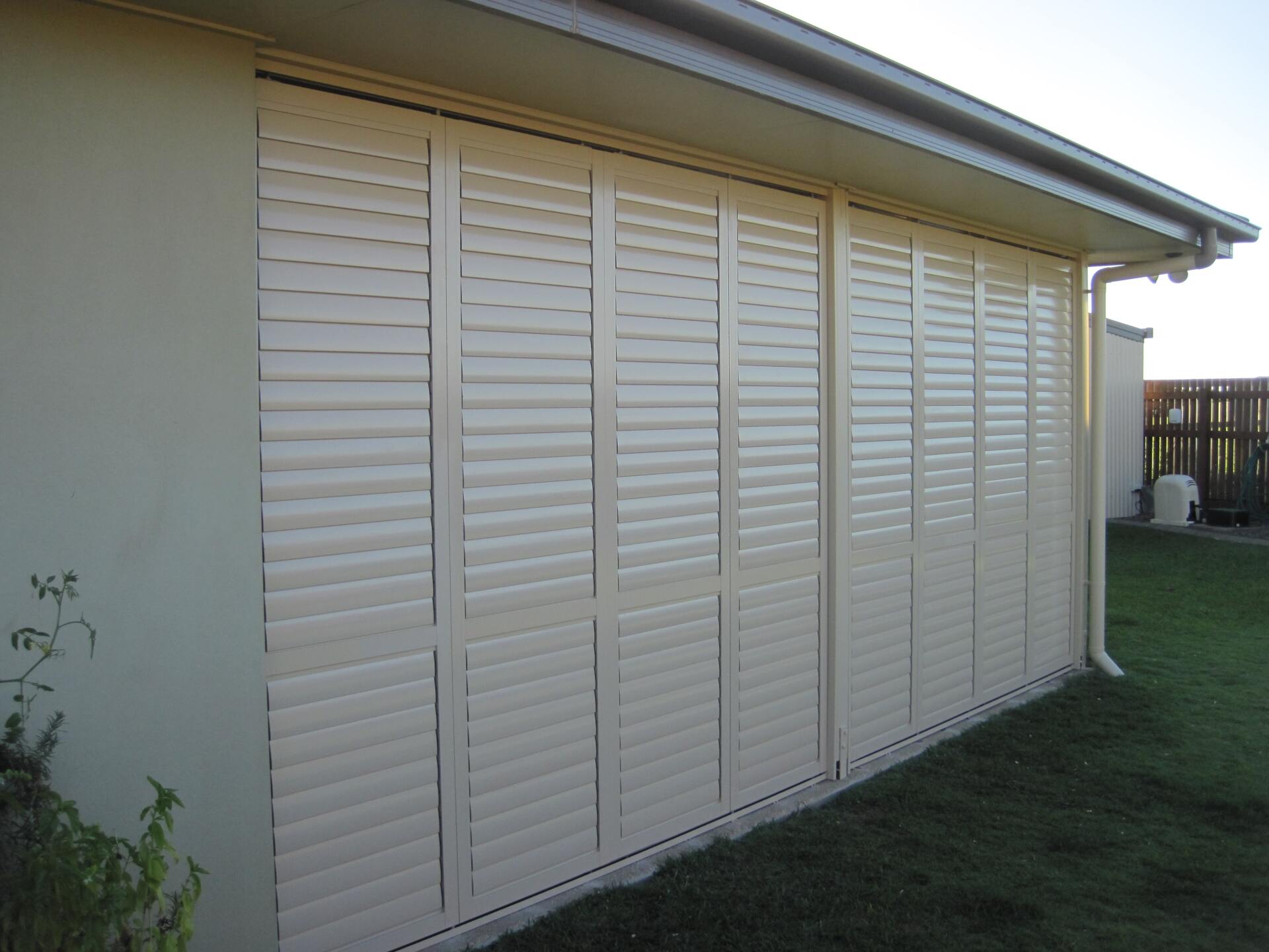 closed external aluminium shutters on enclosed patio 5