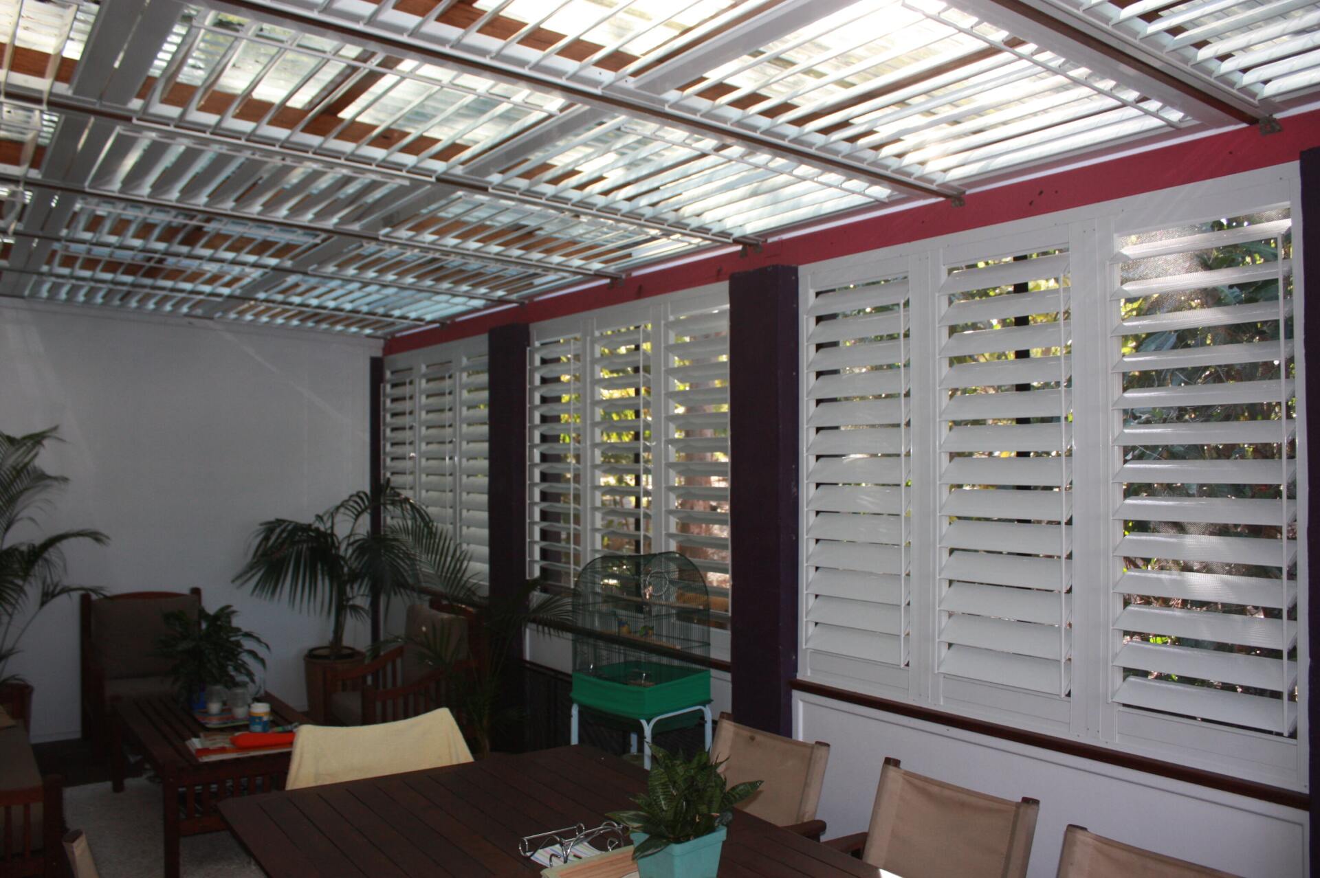 closed external aluminium shutters on enclosed patio 6