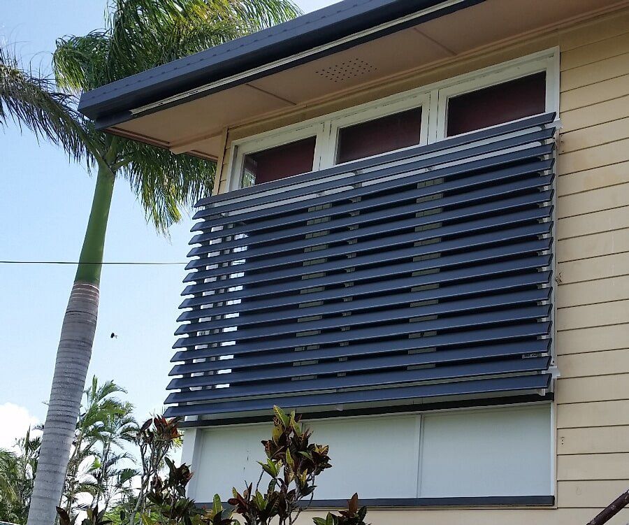 Exterior Aluminium Louvre Awning In Dark Grey