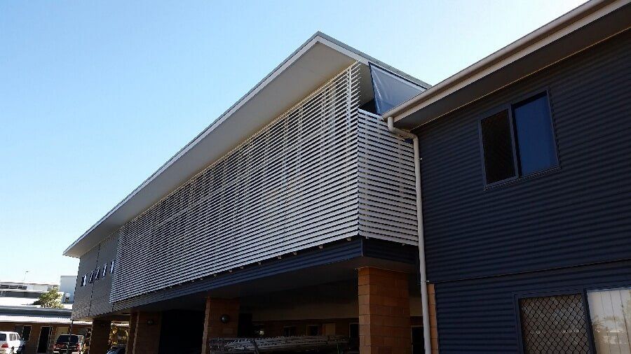 Wide Aluminium Louvre Awning In Cream in Mackay