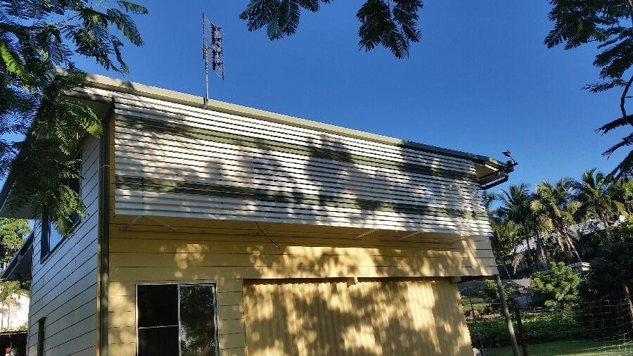 White & Green Wide Aluminium Awning in Mackay
