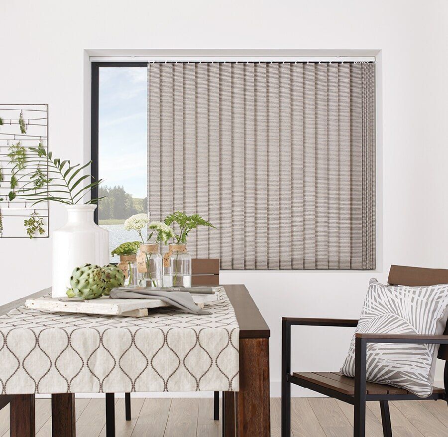 Light Gray Vertical Blinds in a Study Room | Vertical Blinds in Mackay
