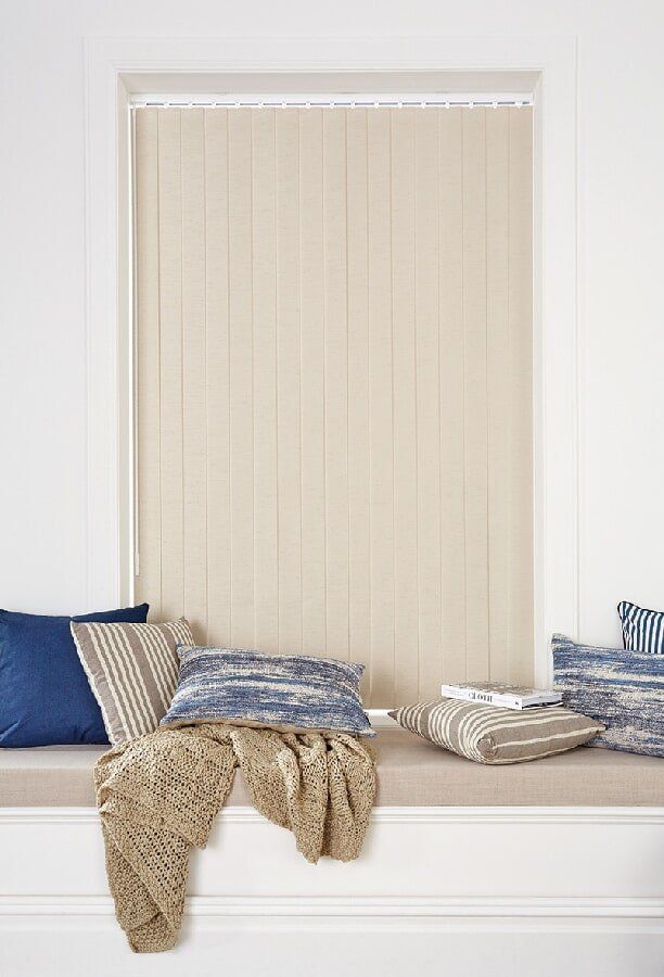 Cream Vertical Blinds Behind a Sofa | Vertical Blinds in Mackay
