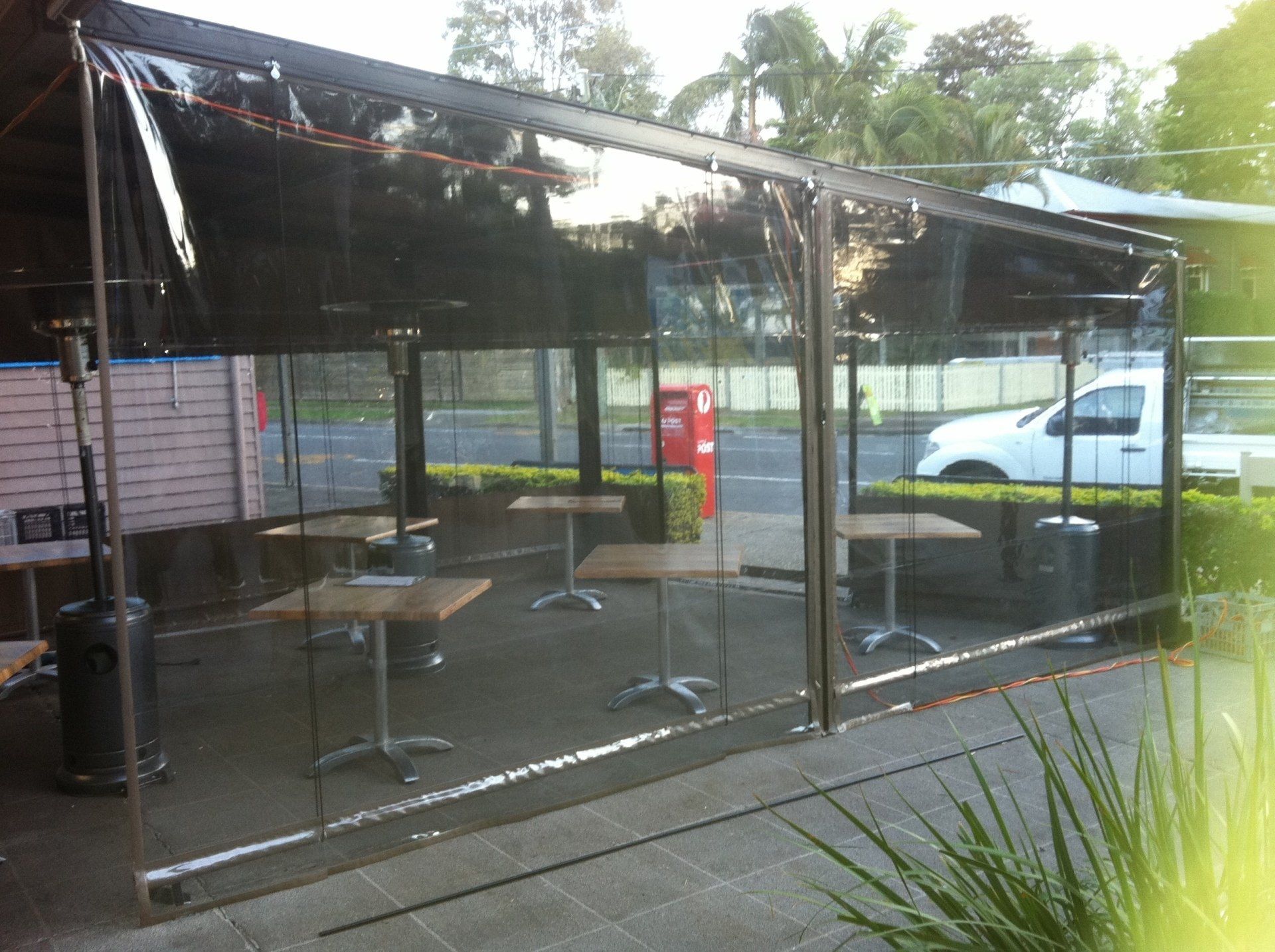 Cord & Pulley/Cafe Blinds— Fabric Awnings in Mackay