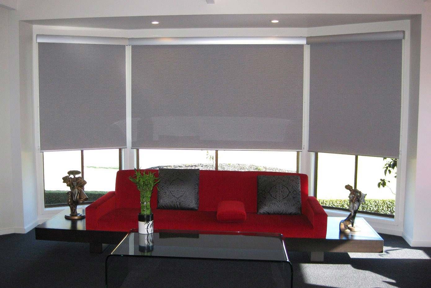 Gray Blinds On The Living Room