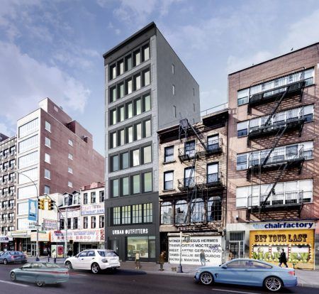 Architectural blueprint, showing detailed room layouts, lines, and symbols in black and purple on a white background.