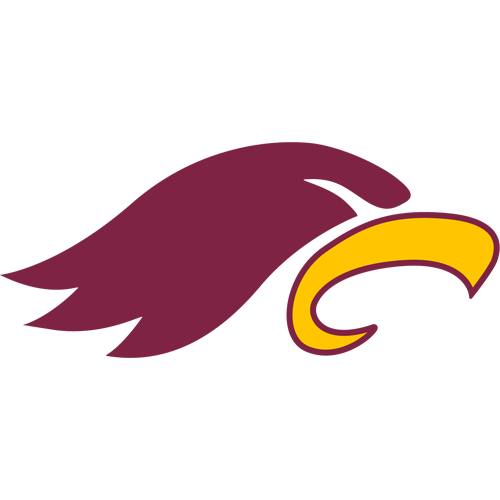 Burgundy and gold eagle head facing right.