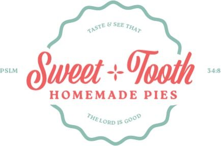 Logo for Sweet Tooth Homemade Pies with text