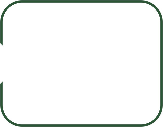 A white square with a green border on a white background.