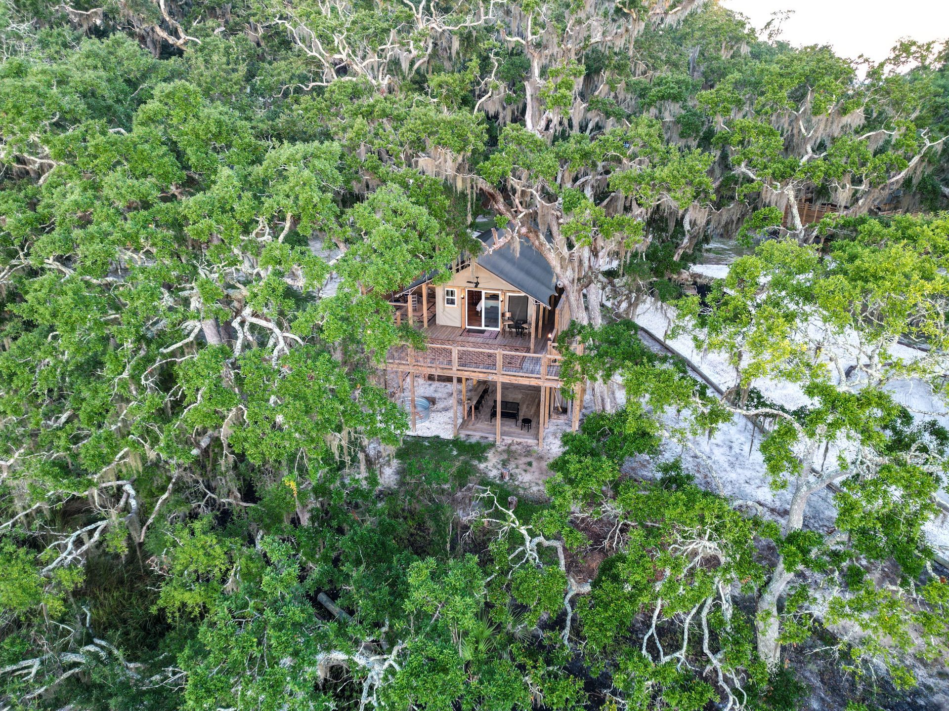 Treehouse, tent, campsite, campfire, nature, bird watching, retreat, vacation, resort, hotel, experience, family reunions