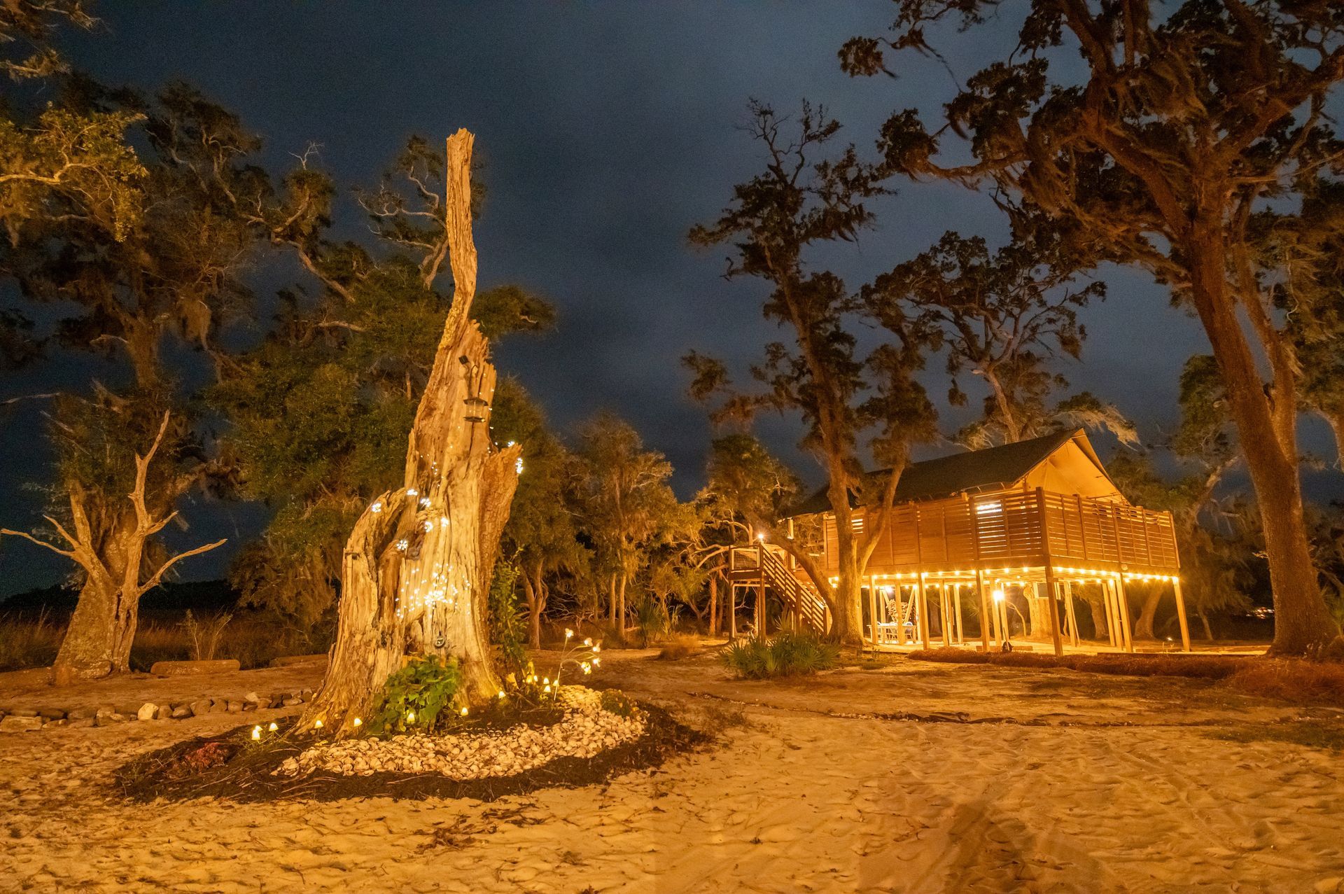 Treehouse, tent, campsite, campfire, nature, bird watching, retreat, vacation, resort, hotel, experience, family reunions