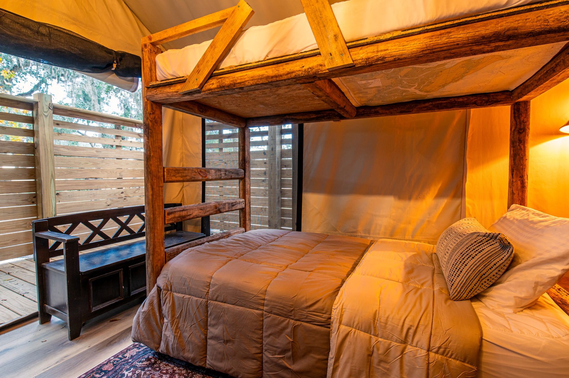 Treehouse, tent, campsite, campfire, nature, bird watching, retreat, vacation, resort, hotel, experience, family reunions