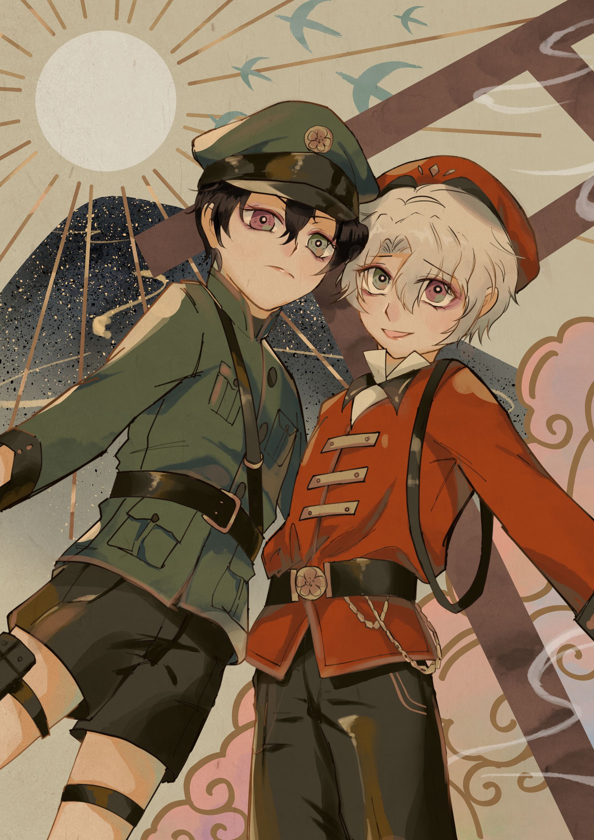 幾個動漫人物並排站著。