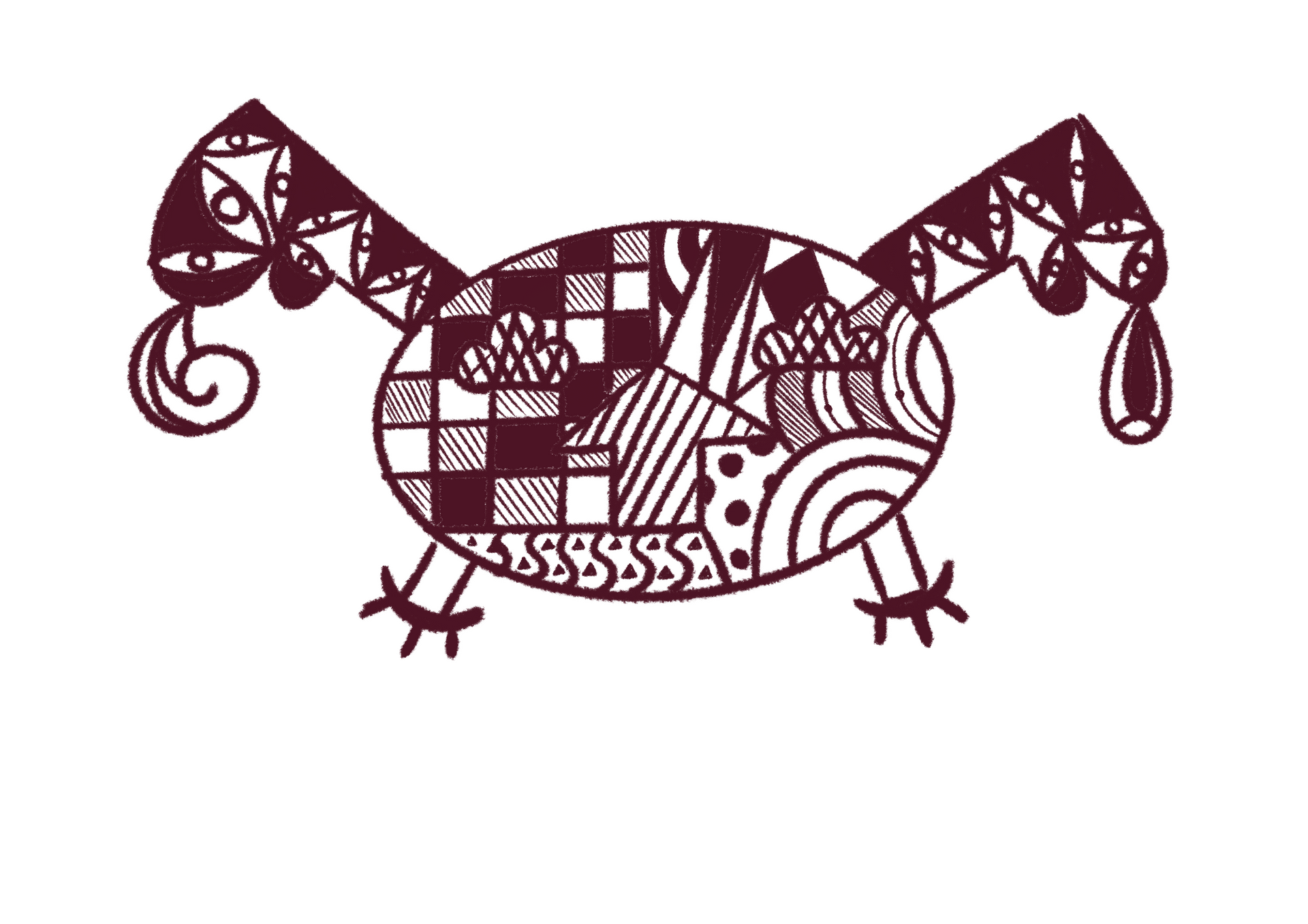 黑白青蛙圖畫,上面有圖案