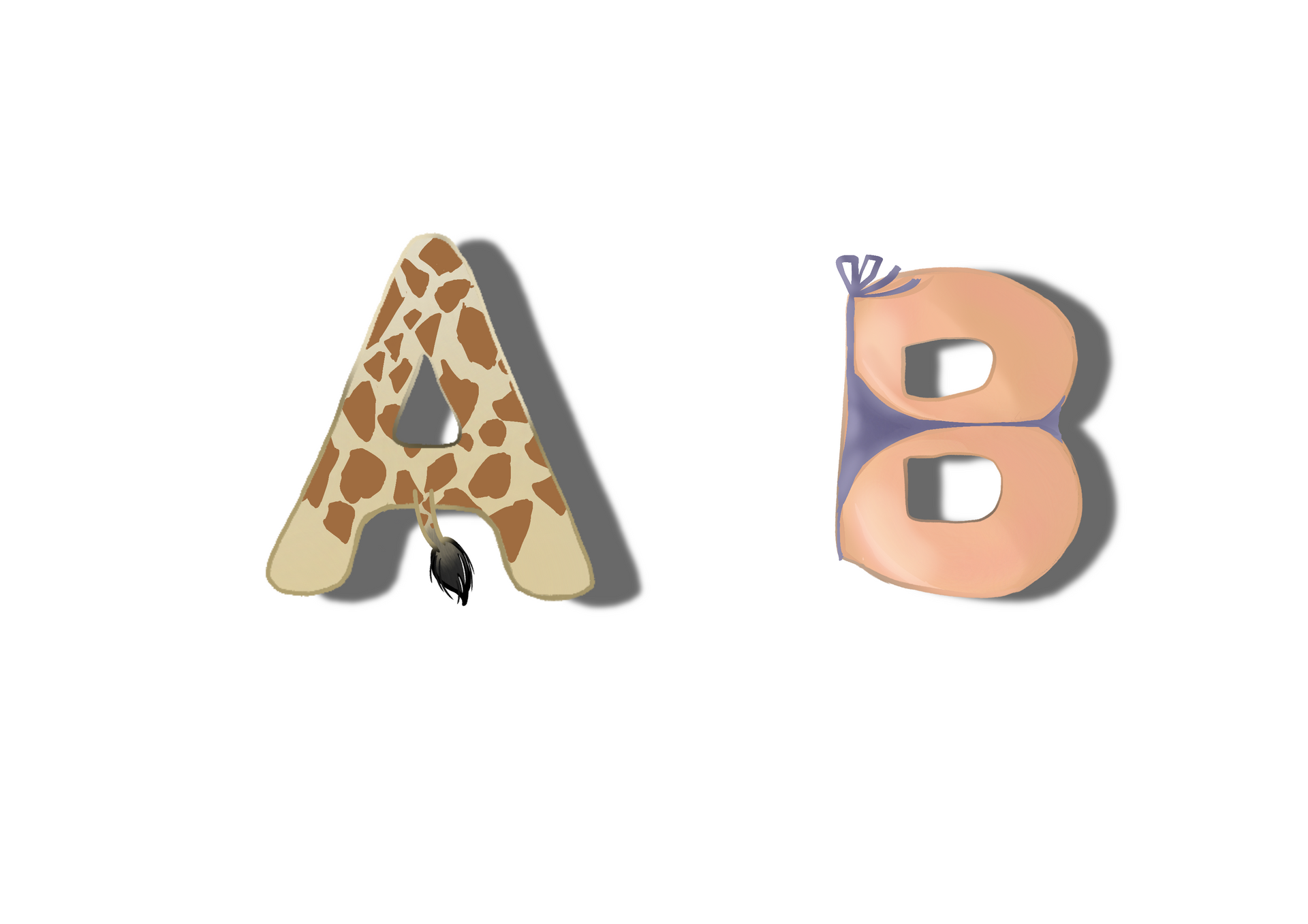 字母 a 和 b 看起來像長頸鹿