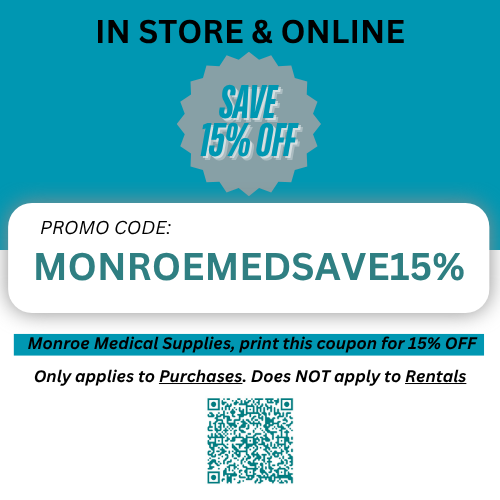 An advertisement for monroe medical supplies that says save 15 % off