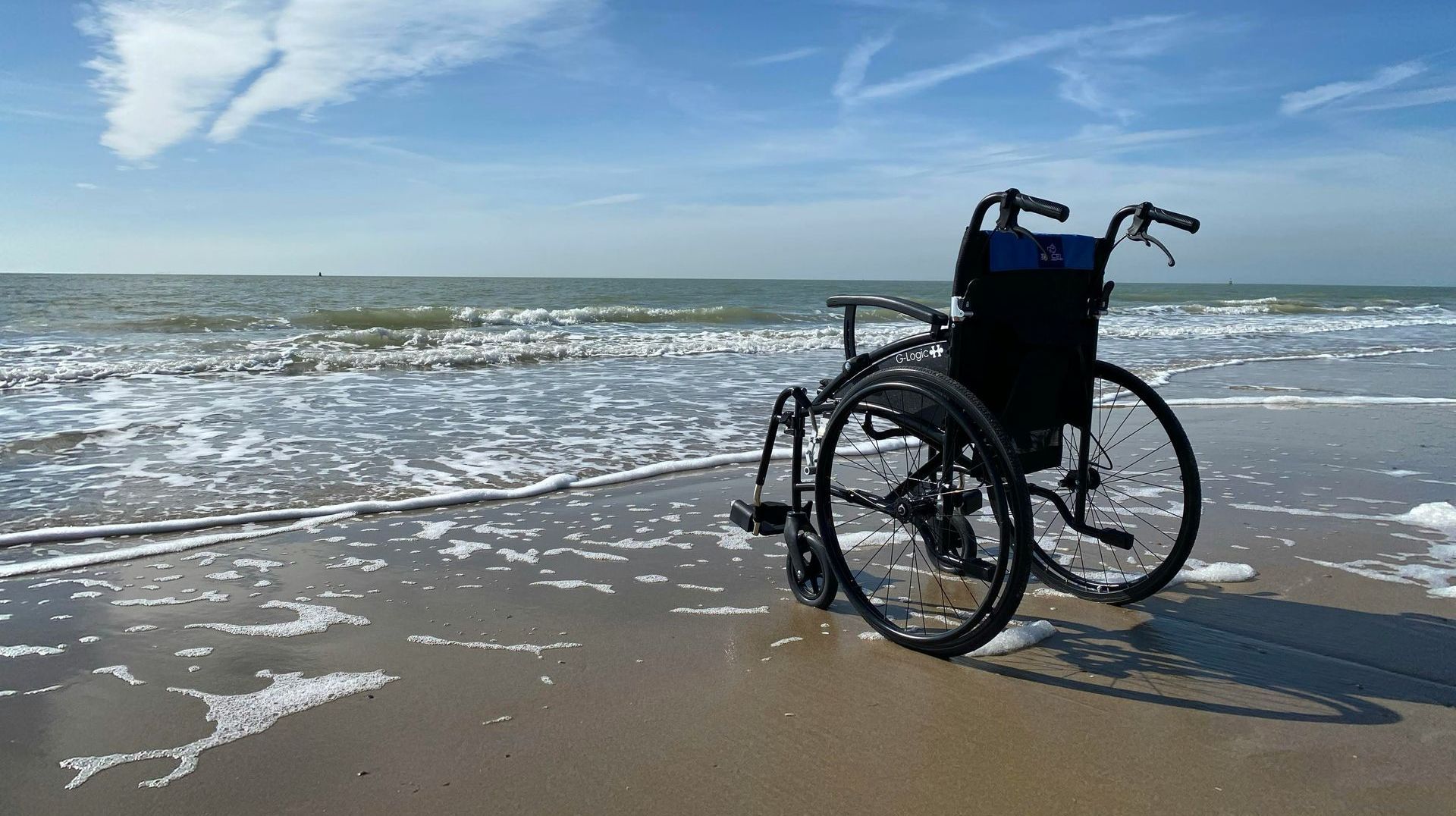 wheelchair on the beach