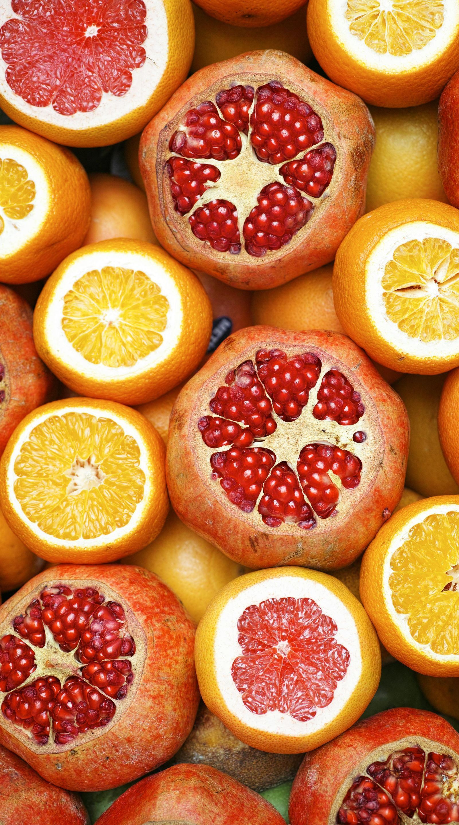 citrus and pomegranate fruits