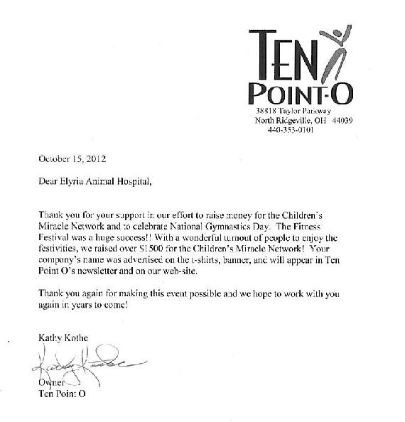 Ten Point-O Letter — Elyria, OH — Elyria Animal Hospital