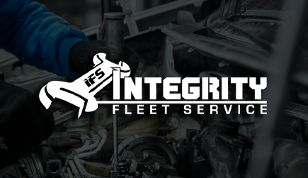 Logo of Integrity Fleet Service with a mechanic working on a vehicle.