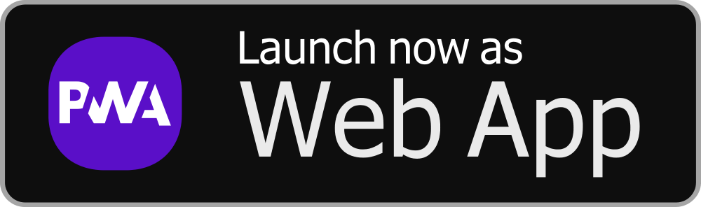 A black button that says `` launch now as web app ''