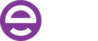 a purple circle with a white letter e inside of it