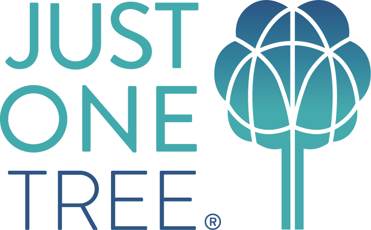 a logo for just one tree with a tree in the middle