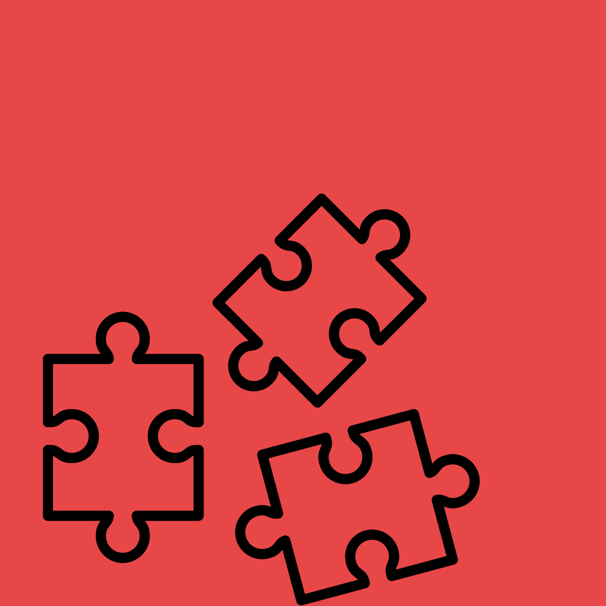 three puzzle pieces are stacked on top of each other on a red background .