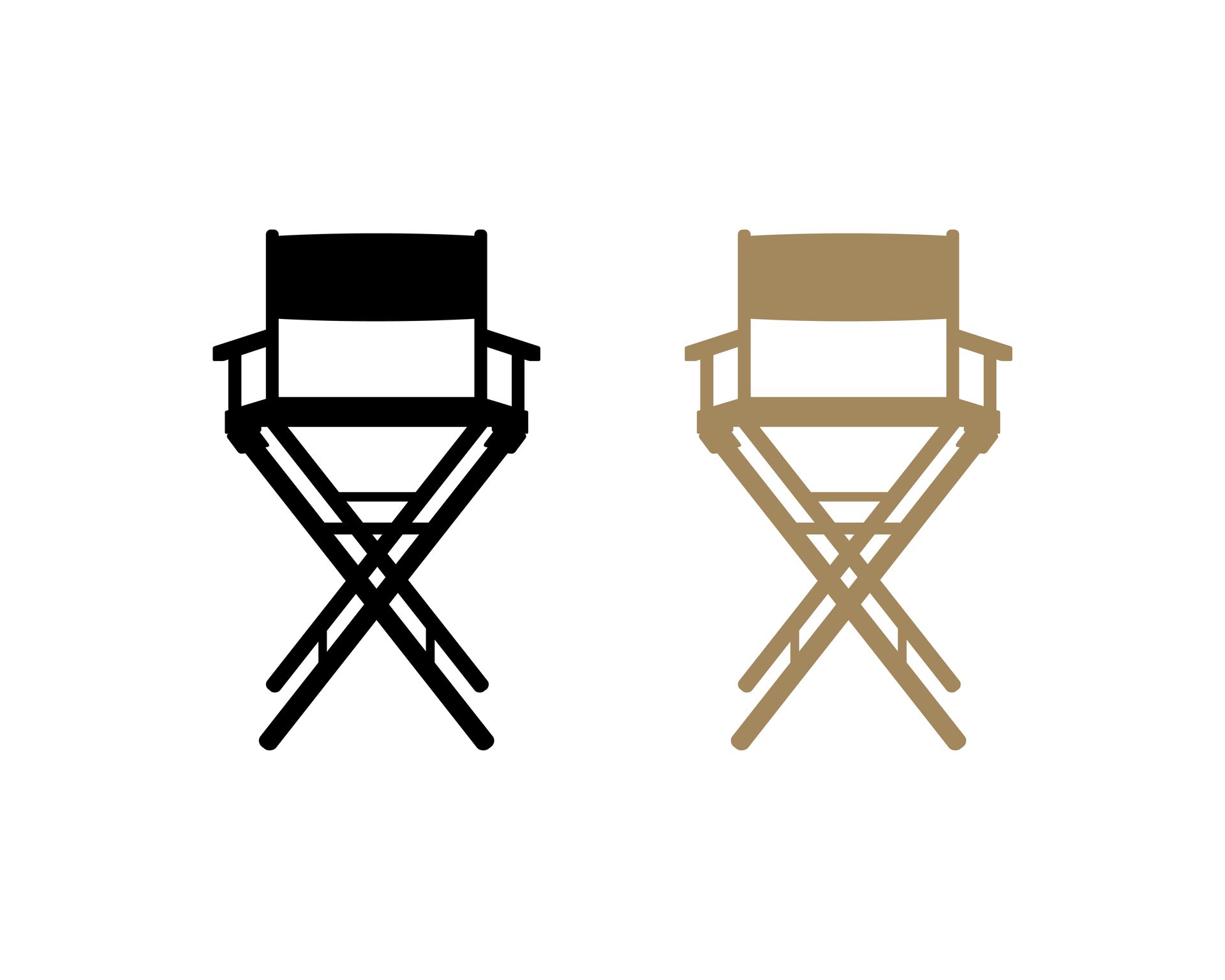 a black and brown director 's chair on a white background