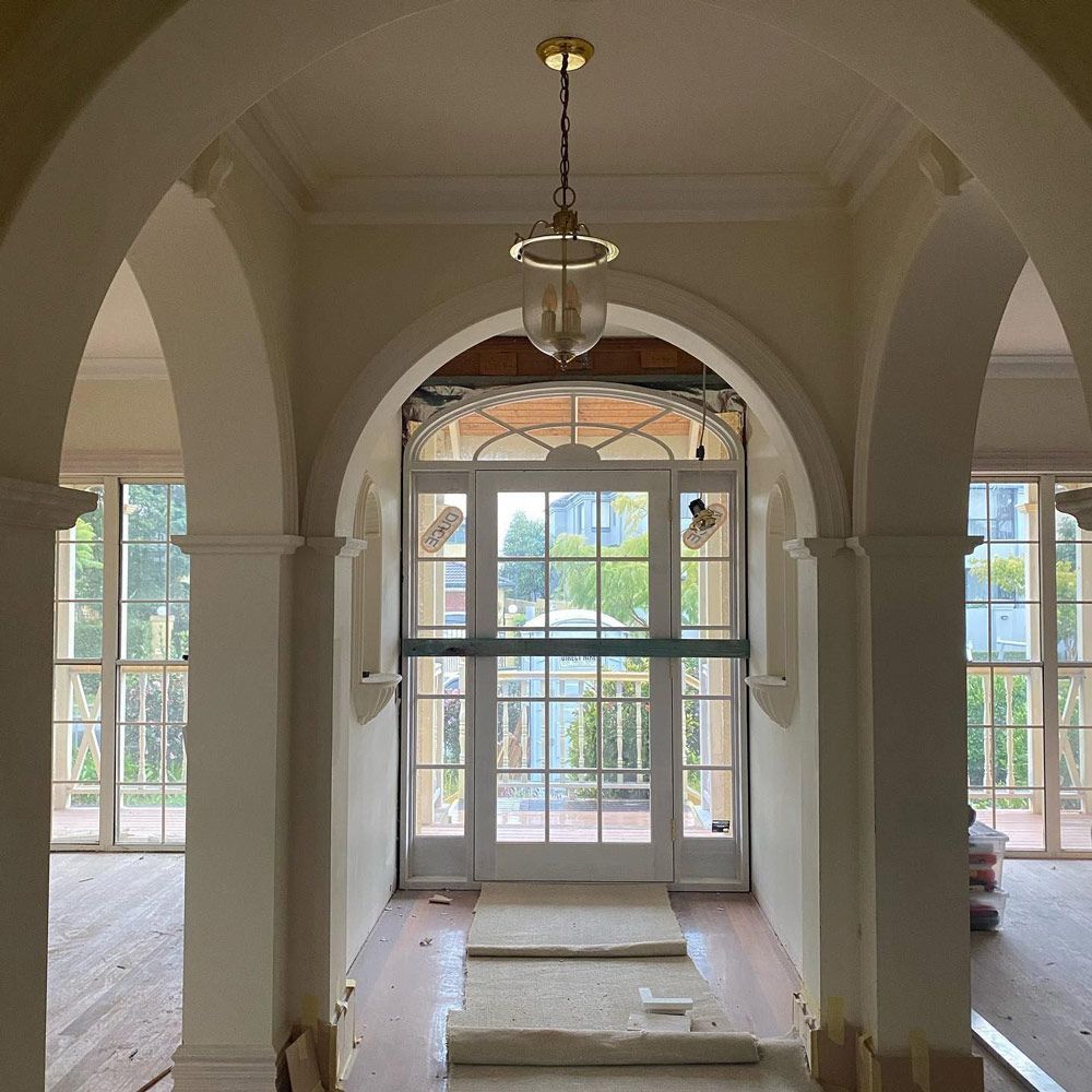 Groin vault ceiling on the hall way — Manufacturing Cornices in Logan Village, QLD