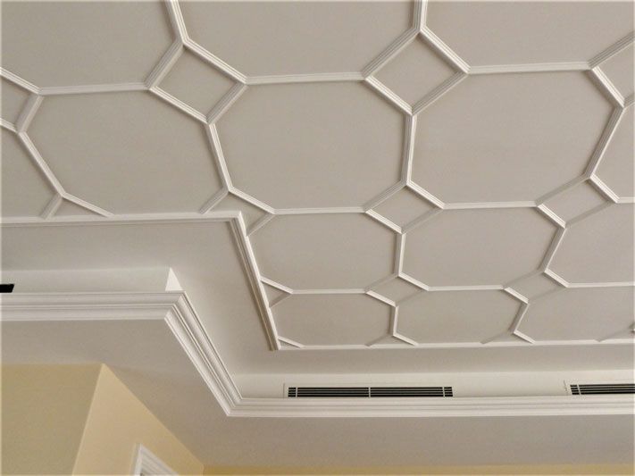 Ceiling with beige lines — Manufacturing Cornices in Logan Village, QLD