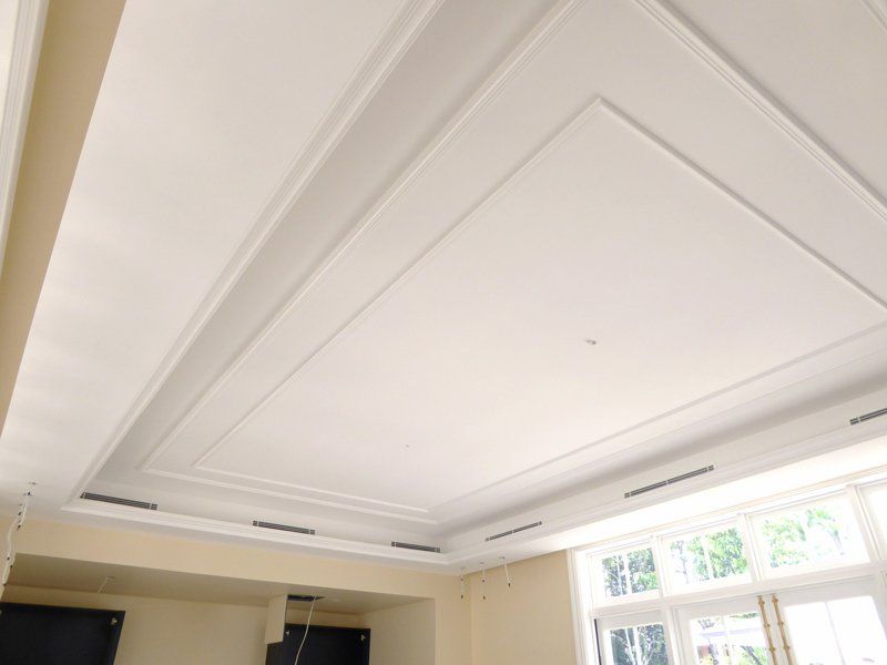 Living Room Ceiling Cornice Design — Manufacturing Cornices in Logan Village, QLD