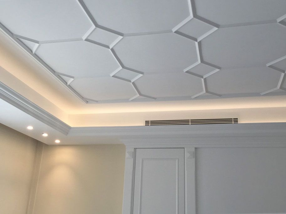 Ceiling with white lines — Manufacturing Cornices in Logan Village, QLD