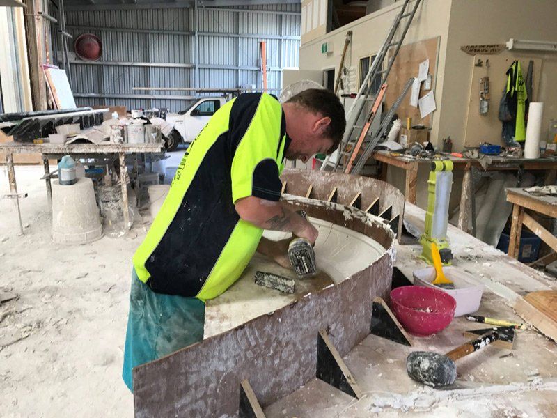 Working on Curved Cornice — Manufacturing Cornices in Logan Village, QLD