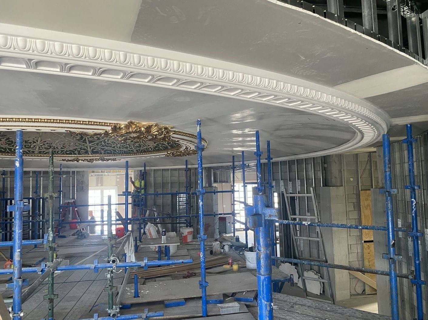 Installing Medallion Dome Design — Custom Cornices in Logan Village, QLD