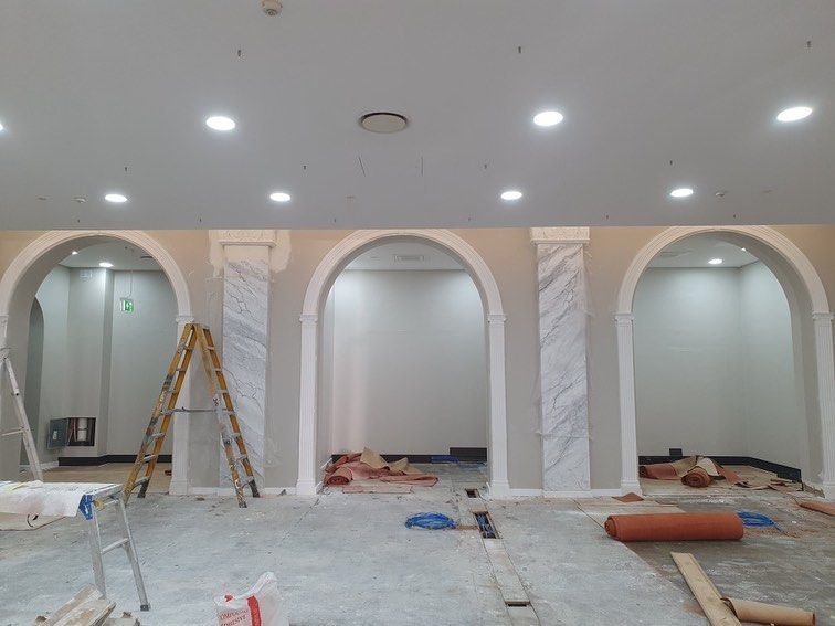 Office with Arch Doorways under construction — Manufacturing Cornices in Logan Village, QLD