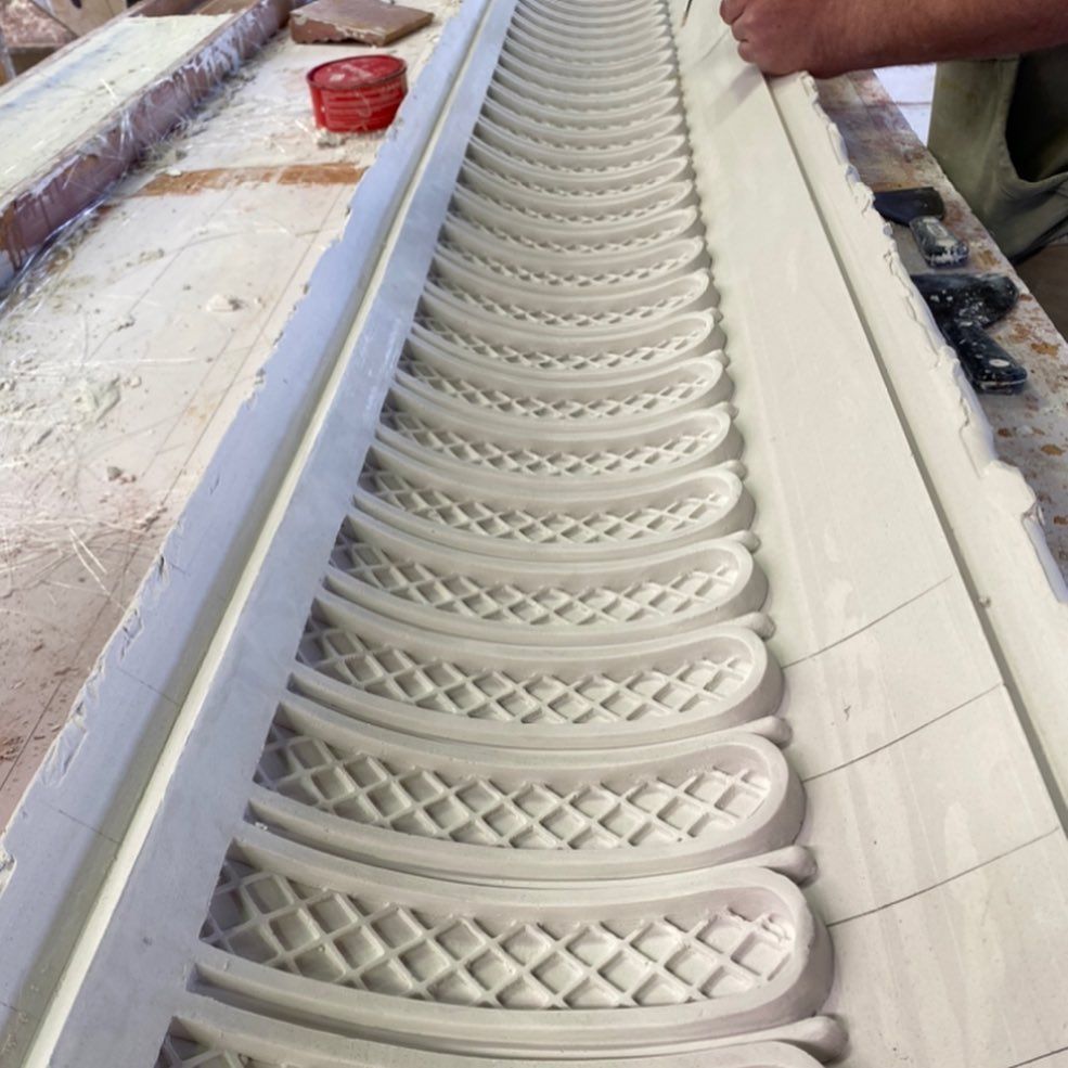 Working on White Lattice Cornice — Custom Cornices in Logan Village, QLD